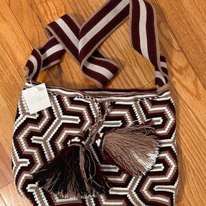Chili Colombina Crossbody Bag - Burgundy and Cream and Beige/Gold